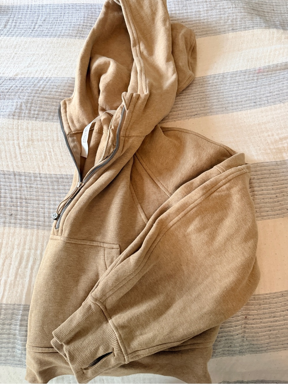 lululemon athletica Tan Half-Zip Hooded Sweatshirt